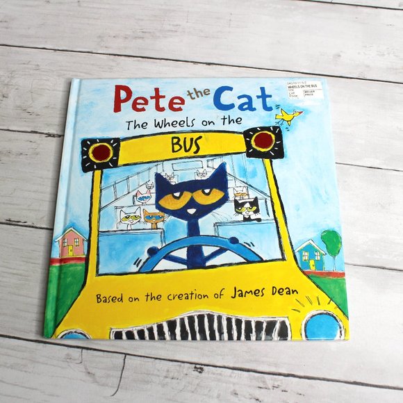 Pete the Cat Wheels on School Bus Hardcover Kids Picture Story Book - Picture 1 of 5